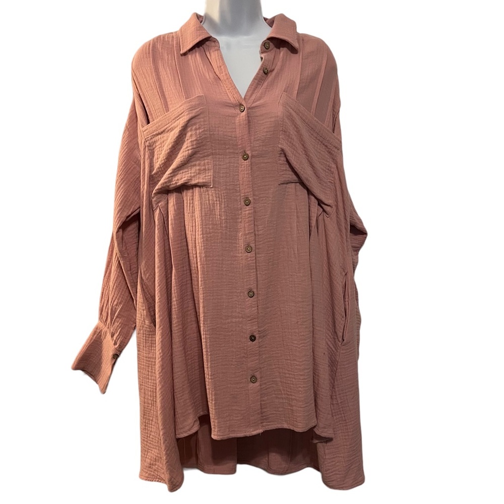 Peach Love | Pink Shirt Dress w/ Pockets